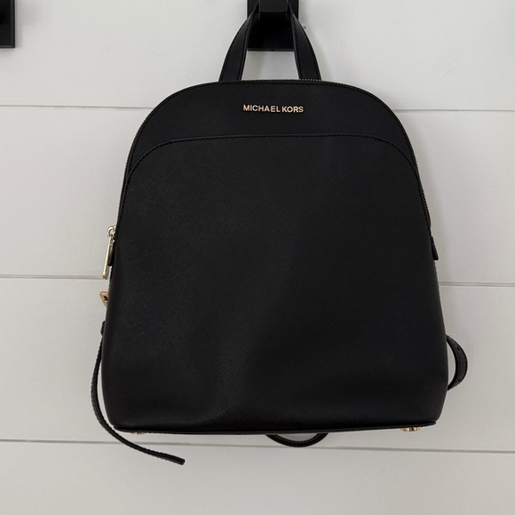 Michael Kors Black Leather Backpack Sleek Minimalist Design - Picture 10 of 10